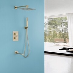 Душевая система Abber Daheim встраиваемая с верхним душем с лейкой с изливом золото матовое (AF8250G) - фото 2