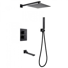 Душевая система Abber Daheim встраиваемая с верхним душем с лейкой с изливом черная матовая (AF8250B)