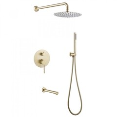 Душевая система Abber Emotion встраиваемая с верхним душем с лейкой с изливом золото матовое (AF8817G)