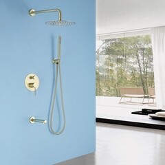 Душевая система Abber Emotion встраиваемая с верхним душем с лейкой с изливом золото матовое (AF8817G) - фото 3