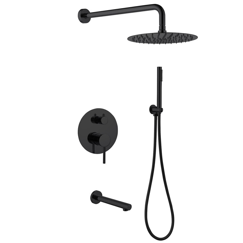 

Душевая система Abber Emotion встраиваемая с верхним душем с лейкой со смесителем черная матовая (AF8817B)