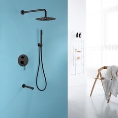 Душевая система Abber Emotion встраиваемая с верхним душем с лейкой с изливом черная матовая (AF8817B) - фото 3