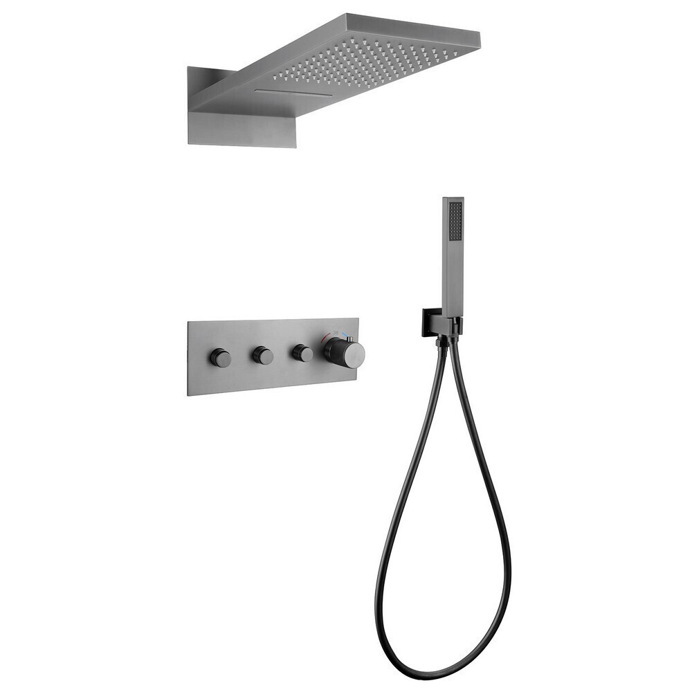 

Душевая система Abber Rund встраиваемая с верхним душем с лейкой со смесителем никель (AF8752NG)