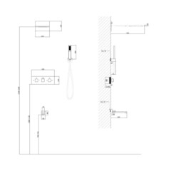 Душевая система Abber Daheim встраиваемая с верхним душем с лейкой с изливом черная матовая (AF8253B) - фото 2