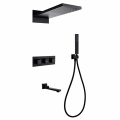Душевая система Abber Daheim встраиваемая с верхним душем с лейкой с изливом черная матовая (AF8253B)