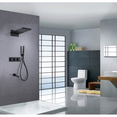 Душевая система Abber Daheim встраиваемая с верхним душем с лейкой с изливом черная матовая (AF8253B) - фото 3