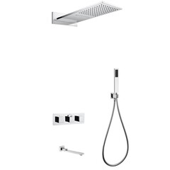 Душевая система Abber Daheim встраиваемая с верхним душем с лейкой с изливом хром (AF8253)