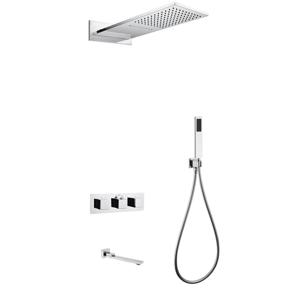 

Душевая система Abber Daheim встраиваемая с верхним душем с лейкой со смесителем хром (AF8253)