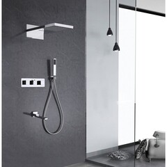 Душевая система Abber Daheim встраиваемая с верхним душем с лейкой с изливом хром (AF8253) - фото 3