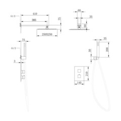 Душевая система Abber Daheim встраиваемая с верхним душем с лейкой золото матовое (AF8251G) - фото 2