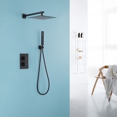 Душевая система Abber Daheim встраиваемая с верхним душем с лейкой черная матовая (AF8251B) - фото 3