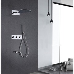 Душевая система Abber Wasser Kreis встраиваемая с верхним душем с лейкой с изливом хром (AF8150) - фото 3