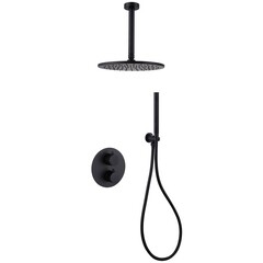 Душевая система Abber Wasser Kreis встраиваемая с верхним душем с лейкой черная матовая (AF8121B)
