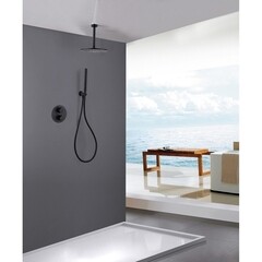 Душевая система Abber Wasser Kreis встраиваемая с верхним душем с лейкой черная матовая (AF8121B) - фото 3