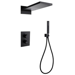 Душевая система Abber Weiss Insel встраиваемая с верхним душем с лейкой черная матовая (AF8052B)