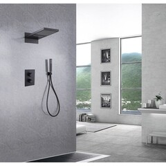 Душевая система Abber Weiss Insel встраиваемая с верхним душем с лейкой черная матовая (AF8052B) - фото 3