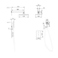 Душевая система Abber Weiss Insel встраиваемая с верхним душем с лейкой белая (AF8051W) - фото 2
