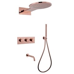 Душевая система Abber Wasser Kreis встраиваемая с верхним душем с лейкой с изливом розовое золото (AF8150RG)