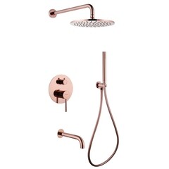 Душевая система Abber Wasser Kreis встраиваемая с верхним душем с лейкой с изливом розовое золото (AF8117RG)