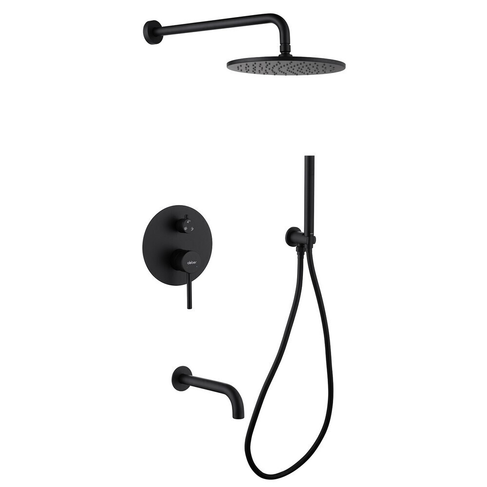 

Душевая система Abber Wasser Kreis встраиваемая с верхним душем с лейкой со смесителем черная матовая (AF8117B)