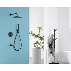 Душевая система Abber Wasser Kreis встраиваемая с верхним душем с лейкой с изливом черная матовая (AF8117B) - фото 3