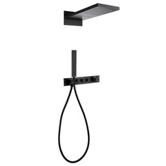 Душевая система Abber Rund встраиваемая с верхним душем с лейкой черная матовая (AF8752B)