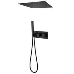 Душевая система Abber Daheim встраиваемая с верхним душем с лейкой черная матовая (AF8255B)
