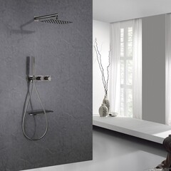 Душевая система Abber Rund встраиваемая с верхним душем с лейкой с изливом никель (AF8750NG) - фото 3