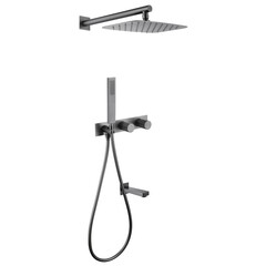 Душевая система Abber Rund встраиваемая с верхним душем с лейкой с изливом никель (AF8717NG)