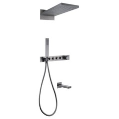 Душевая система Abber Rund встраиваемая с верхним душем с лейкой с изливом никель (AF8753NG)