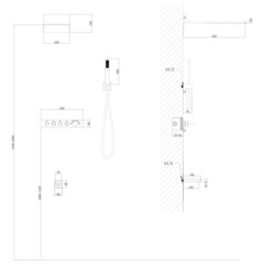 Душевая система Abber Rund встраиваемая с верхним душем с лейкой с изливом черная матовая (AF8753B) - фото 2