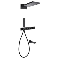Душевая система Abber Rund встраиваемая с верхним душем с лейкой с изливом черная матовая (AF8753B)