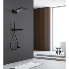 Душевая система Abber Rund встраиваемая с верхним душем с лейкой с изливом черная матовая (AF8753B) - фото 3