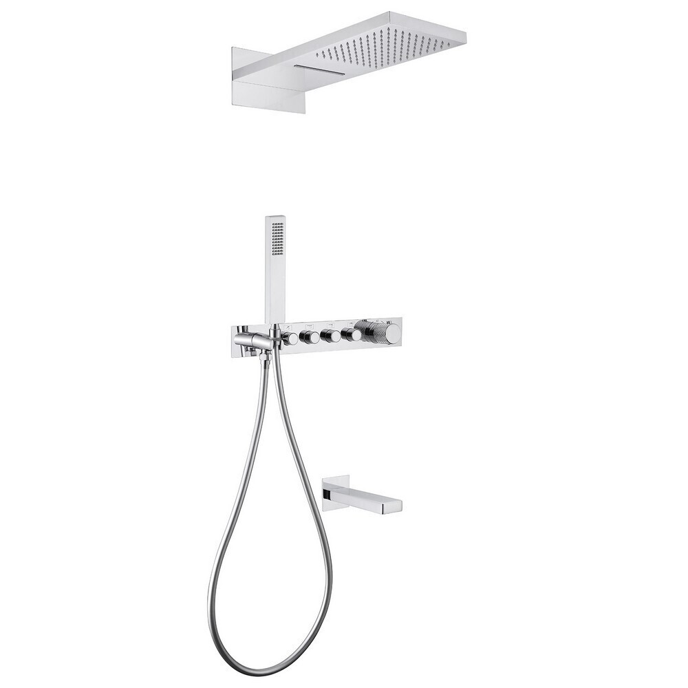 

Душевая система Abber Rund встраиваемая с верхним душем с лейкой со смесителем хром (AF8753)