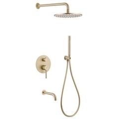 Душевая система Abber Rund встраиваемая с верхним душем с лейкой с изливом золото матовое (AF8717G)