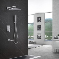 Душевая система Abber Weiss Insel встраиваемая с верхним душем с лейкой с изливом белая матовый (AF8017FW) - фото 3