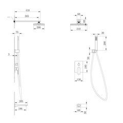 Душевая система Abber Weiss Insel встраиваемая с верхним душем с лейкой с изливом белая матовый (AF8017FW) - фото 2
