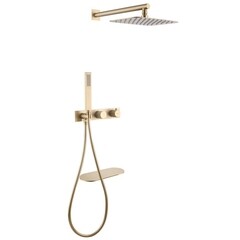 Душевая система Abber Rund встраиваемая с верхним душем с лейкой с изливом золото матовое (AF8750G)