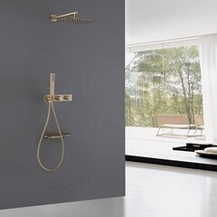 Душевая система Abber Rund встраиваемая с верхним душем с лейкой с изливом золото матовое (AF8750G) - фото 3