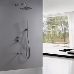 Душевая система Abber Emotion встраиваемая с верхним душем с лейкой с изливом никель (AF8817NG) - фото 3