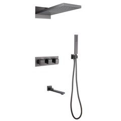 Душевая система Abber Daheim встраиваемая с верхним душем с лейкой с изливом никель (AF8253NG)