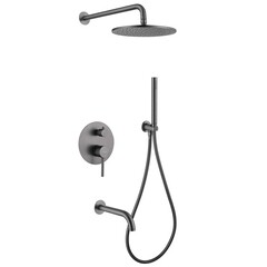 Душевая система Abber Wasser Kreis встраиваемая с верхним душем с лейкой с изливом никель (AF8117NG)