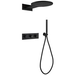 Душевая система Abber Wasser Kreis встраиваемая с верхним душем с лейкой черная матовая (AF8151B)