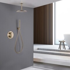 Душевая система Abber Wasser Kreis встраиваемая с верхним душем с лейкой золото матовое (AF8121G) - фото 3