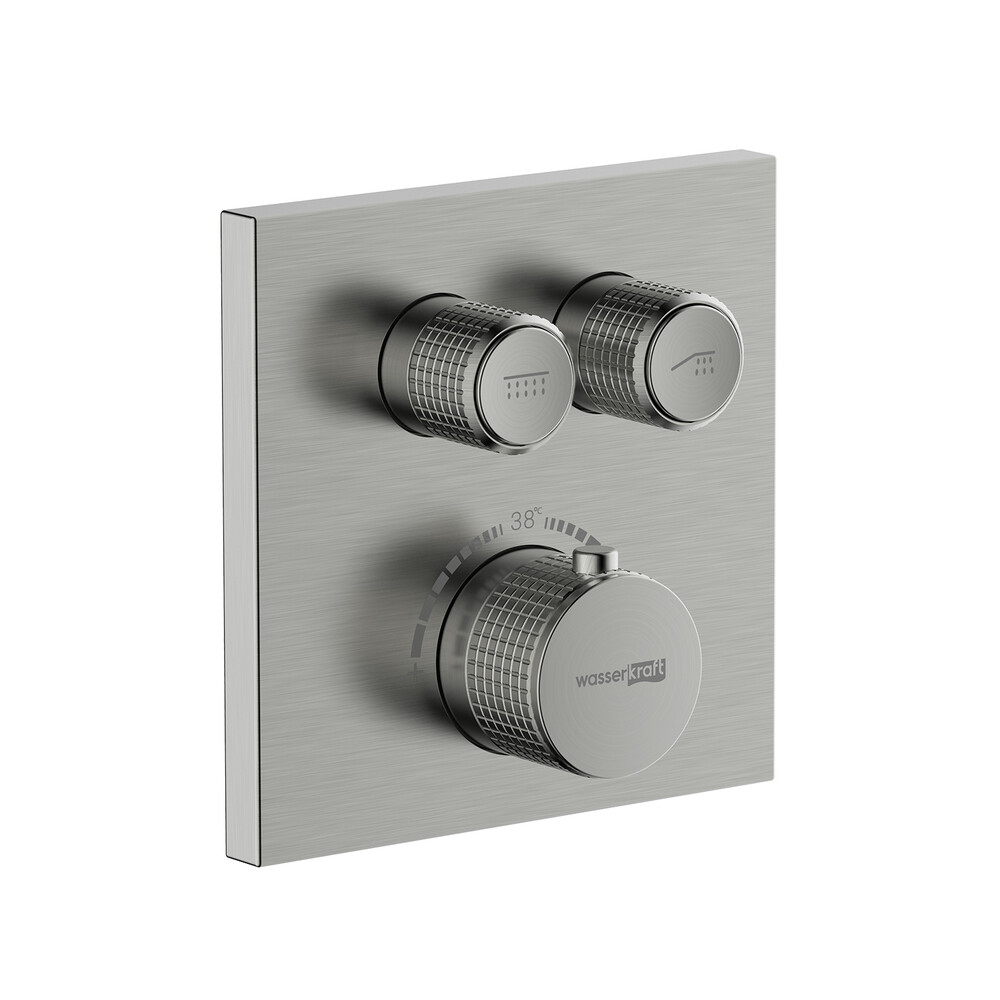 

Смеситель для душа встраиваемый WasserKraft Wern термостатический с переключателем без лейки никель (4248 Thermo)