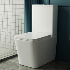 Унитаз-компакт Abber Rechteck безободковый с горизонтальным выпуском с сиденьем дюропласт микролифт белый (AC1210T) - фото 5