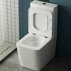 Унитаз-компакт Abber Rechteck безободковый с горизонтальным выпуском с сиденьем дюропласт микролифт белый (AC1210T) - фото 4