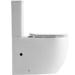 Унитаз-компакт Abber Bequem безободковый с горизонтальным выпуском с сиденьем дюропласт микролифт белый (AC1110T) - фото 9