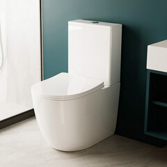 Унитаз-компакт Abber Bequem безободковый с горизонтальным выпуском с сиденьем дюропласт микролифт белый (AC1110T) - фото 6