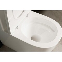 Унитаз-компакт Abber Bequem безободковый с горизонтальным выпуском с сиденьем дюропласт микролифт белый (AC1110T) - фото 4